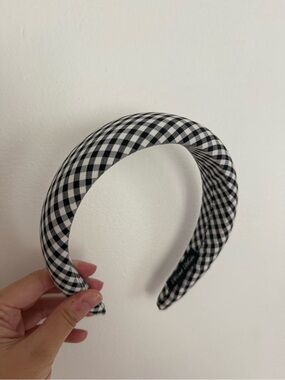 Anthropologie Gingham Black and White Headband